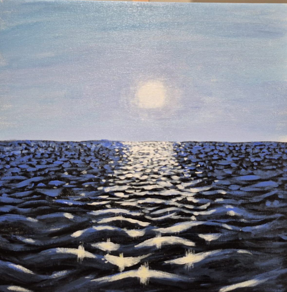 Glittering Sea, an acrylic painting by Sumit Anand