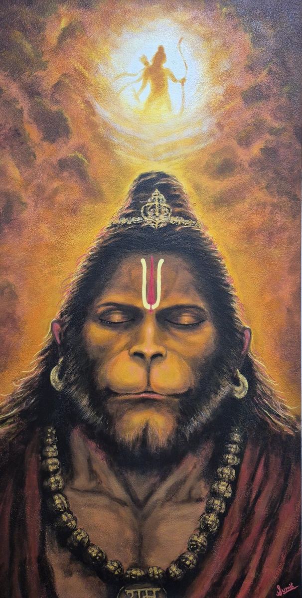 Hanuman, an acrylic painting by Sumit Anand