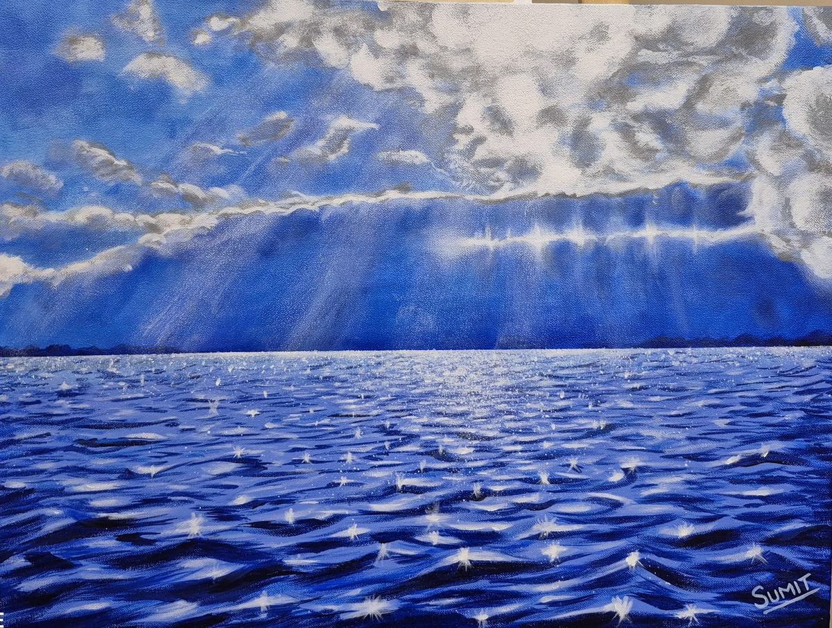 Ocean, an acrylic painting by Sumit Anand