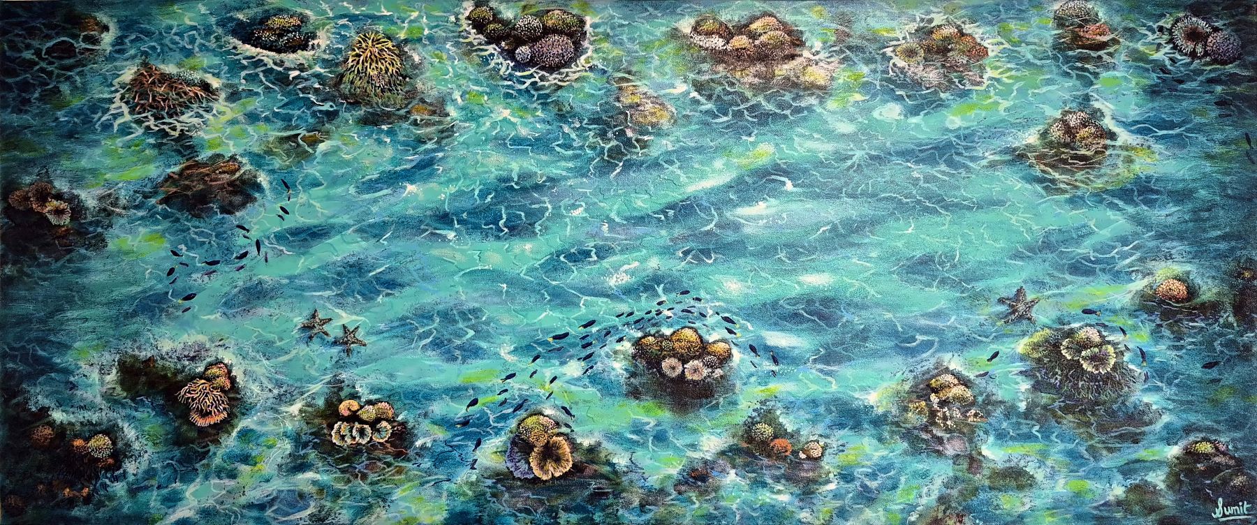 Where the Reef Breathes, an acrylic painting by Sumit Anand